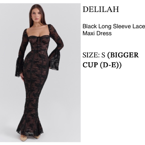 House of CB Dresses & Skirts - Black longe sleeve lace Maxi Dress